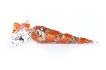 medium bag of sweet cinnamon roasted pecans in clear Totally Nutz polycone